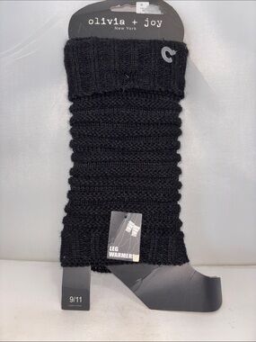 Olivia + Joy Black Ribbed Knit Leg Warmers